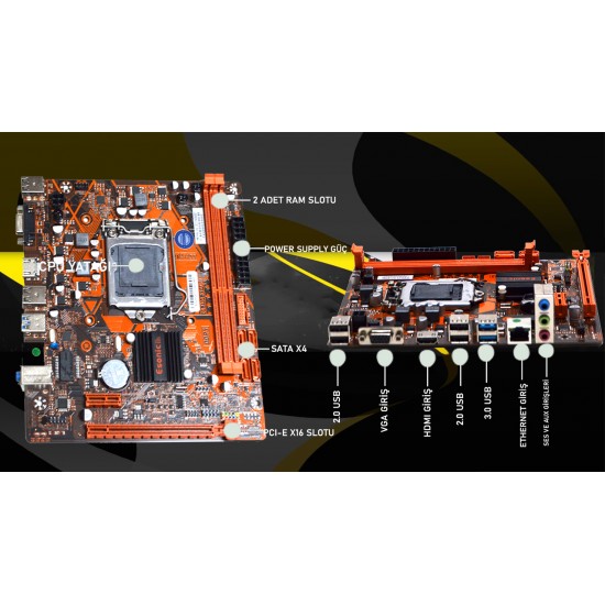 Esonic H61FHL 1333MHz DDR3 Soket 1155Pin mATX Anakart Esonic H61FHL 1333MHz DDR3 Soket 1155Pin mATX Anakart