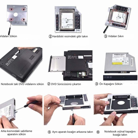 NOTEBOOKLAR İÇİN HDD / SSD YUVASI 12.7 mm