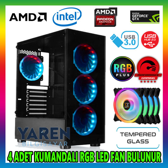 Gamecase Tropicano KUMANDALI RGB 4x120mm Fan Gaming Oyuncu Kasası