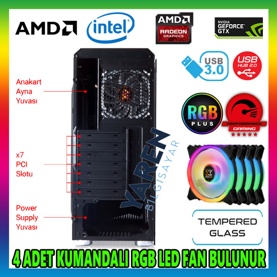 Gamecase Tropicano KUMANDALI RGB 4x120mm Fan Gaming Oyuncu Kasası Gamecase Tropicano KUMANDALI RGB 4x120mm Fan Gaming Oyuncu Kasası