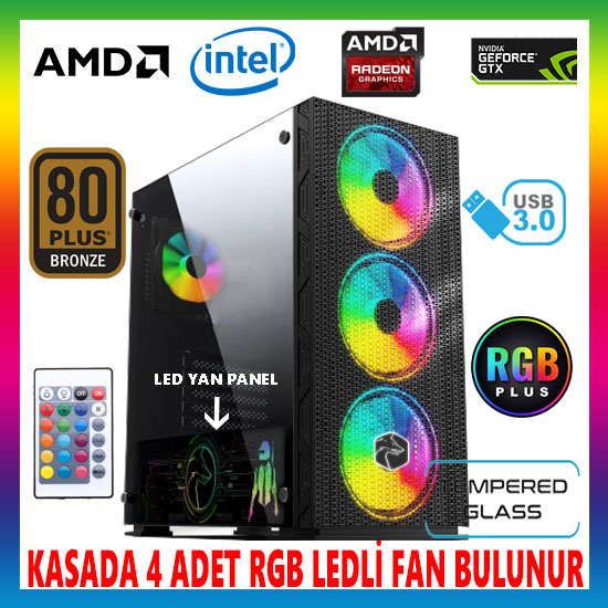 GAMETECH GALAXY KUMANDALI RGB 4x140mm 1X120mm Fan Gaming Oyuncu Kasası GAMETECH GALAXY KUMANDALI RGB 4x140mm 1X120mm Fan Gaming Oyuncu Kasası