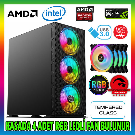 GAMETECH GALAXY KUMANDALI RGB 4x140mm 1X120mm Fan Gaming Oyuncu Kasası