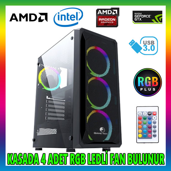 GAMETECH VELAR Pro 4x120mm  RGB Fan Kumandalı Gaming Oyuncu Kasası