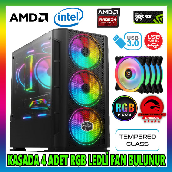 GAMETECH X-COLER RGB 4x120mm Fan M.Atx Gaming Oyuncu Kasası GAMETECH X-COLER RGB 4x120mm Fan M.Atx Gaming Oyuncu Kasası