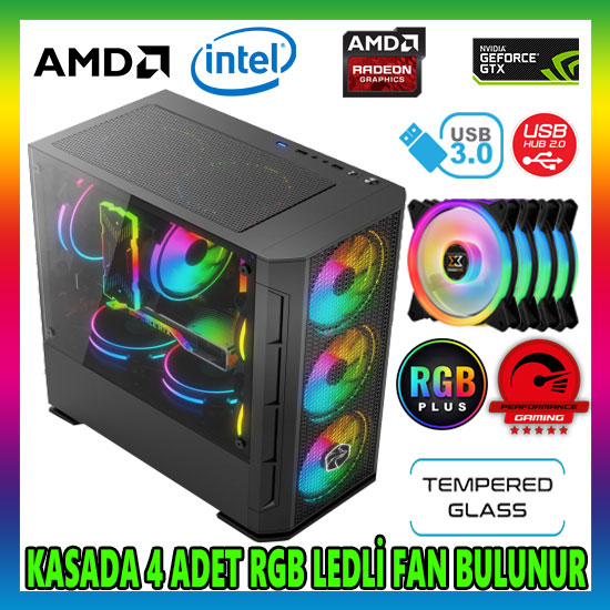 GAMETECH X-COLER RGB 4x120mm Fan M.Atx Gaming Oyuncu Kasası GAMETECH X-COLER RGB 4x120mm Fan M.Atx Gaming Oyuncu Kasası