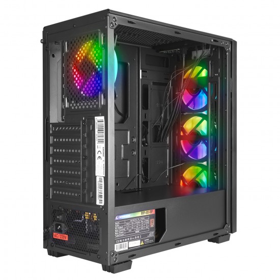 Rampage SHAKE 4x120mm RGB Fanlı Tempered Glass Profesyonel Gaming Oyuncu Bilgisayar Kasası PSU YOK