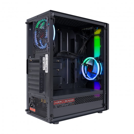 Rampage VICTORY Temper Camlı 1x12cm RGB Fan ön Panel Led Şertli Gaming Oyuncu Kasası