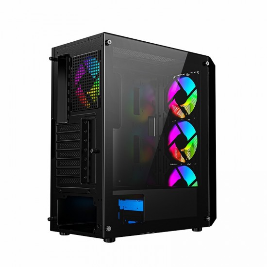 Zoko CHIKO 4x12cm Reset Kontrollu RGB Fan Temper Cam Profesyonel Gaming Oyuncu Kasası