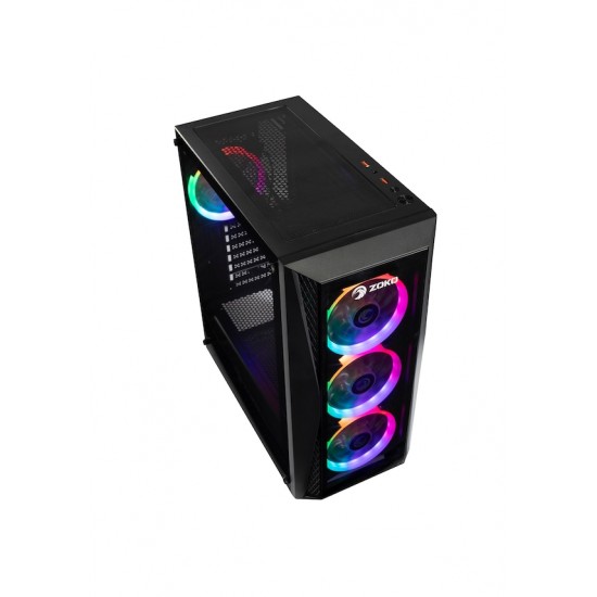 Zoko MELODY-X 4x12cm Autoring Rgb Fan Temper Cam Ön Panel USB 3.0 ATX Tower Profesyonel Gaming Oyuncu Bilgisayar Kasası
