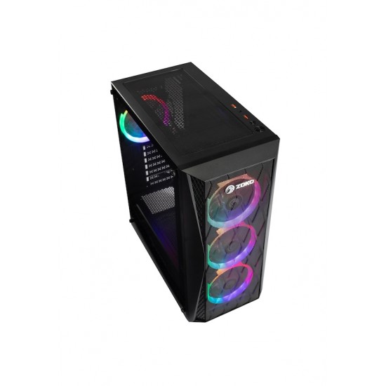 Zoko MELODY 4x12cm Autoring Rgb Fan Temper Cam Mesh Ön Panel USB 3.0 ATX Tower Profesyonel Gaming Oyuncu Bilgisayar Kasası