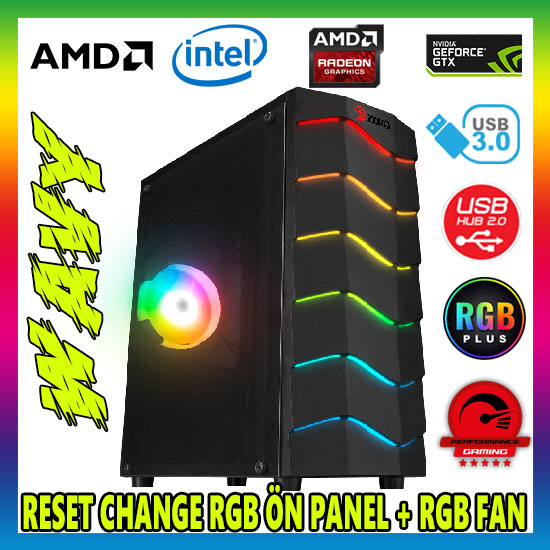 ZOKO WAVY RGB Ledli Siyah Acrylic Panel 120mm Fanlı Profesyonel Gaming Oyuncu Bilgisayar Kasası ZOKO WAVY RGB Ledli Siyah Acrylic Panel 120mm Fanlı Profesyonel Gaming Oyuncu Bilgisayar Kasası