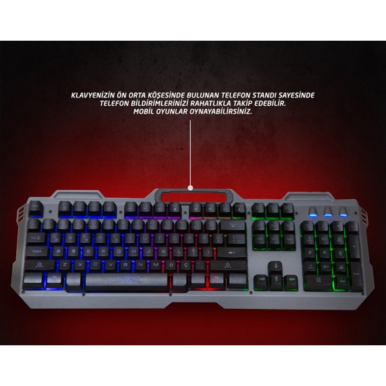 Everest KB-197 TITANIO USB Aydınlatmalı Q Metal Yüzey Gaming Oyuncu Klavyesi