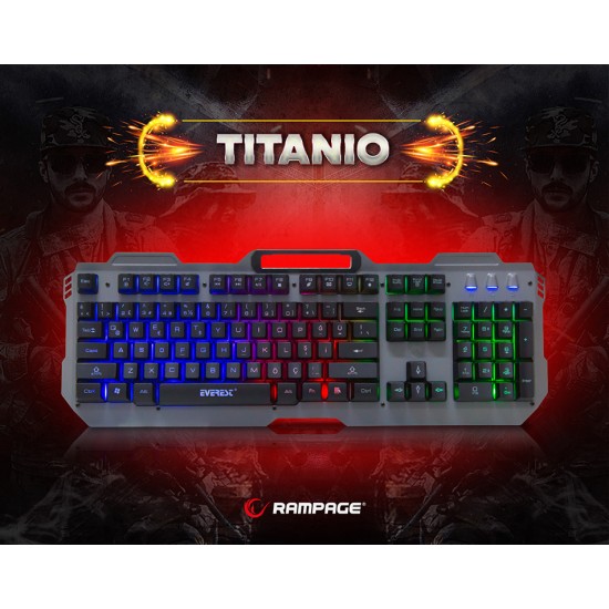 Everest KB-197 TITANIO USB Aydınlatmalı Q Metal Yüzey Gaming Oyuncu Klavyesi Everest KB-197 TITANIO USB Aydınlatmalı Q Metal Yüzey Gaming Oyuncu Klavyesi