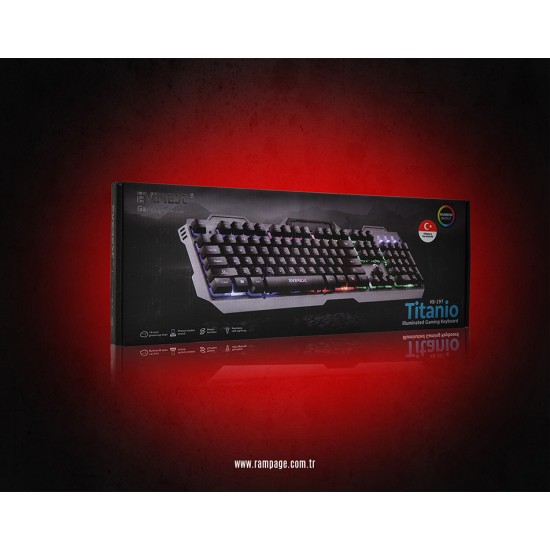 Everest KB-197 TITANIO USB Aydınlatmalı Q Metal Yüzey Gaming Oyuncu Klavyesi Everest KB-197 TITANIO USB Aydınlatmalı Q Metal Yüzey Gaming Oyuncu Klavyesi