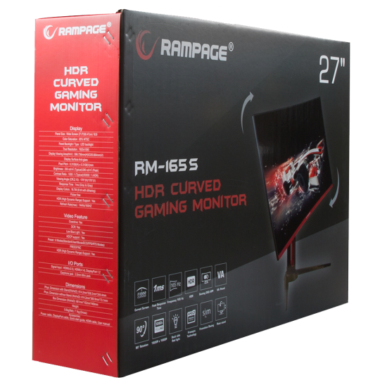 Rampage RM-165S 27inç Led 165Hz HDR Freesync CSOT VA Panel PC Curved Oyuncu Monitörü Outled Rampage RM-165S 27inç Led 165Hz HDR Freesync CSOT VA Panel PC Curved Oyuncu Monitörü Outled