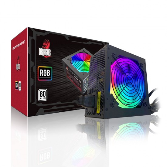 Dragos 12Cm RGB Fan 500W 80 Plus Aktif PFC Power Supply Dragos 12Cm RGB Fan 500W 80 Plus Aktif PFC Power Supply