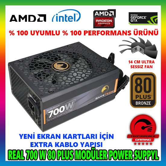 GAMETECH GTP-700 700W 80 PLUS MODÜLER POWER SUPPLY GAMETECH GTP-700 700W 80 PLUS MODÜLER POWER SUPPLY