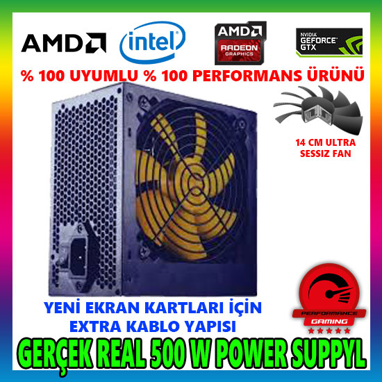 POWER BOOST VK-P3305B 4x12cm RAİNBOW FAN 500w PSU DAHİL ATX OYUNCU KASASI