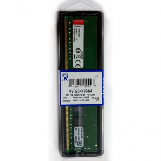 Kingston 8GB 2666 MHz DDR4 CL19 KVR26N19S8/8 Ram Bellek Kingston 8GB 2666 MHz DDR4 CL19 KVR26N19S8/8 Ram Bellek